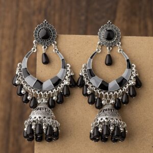 Oxidised Boho Tassel Earrings