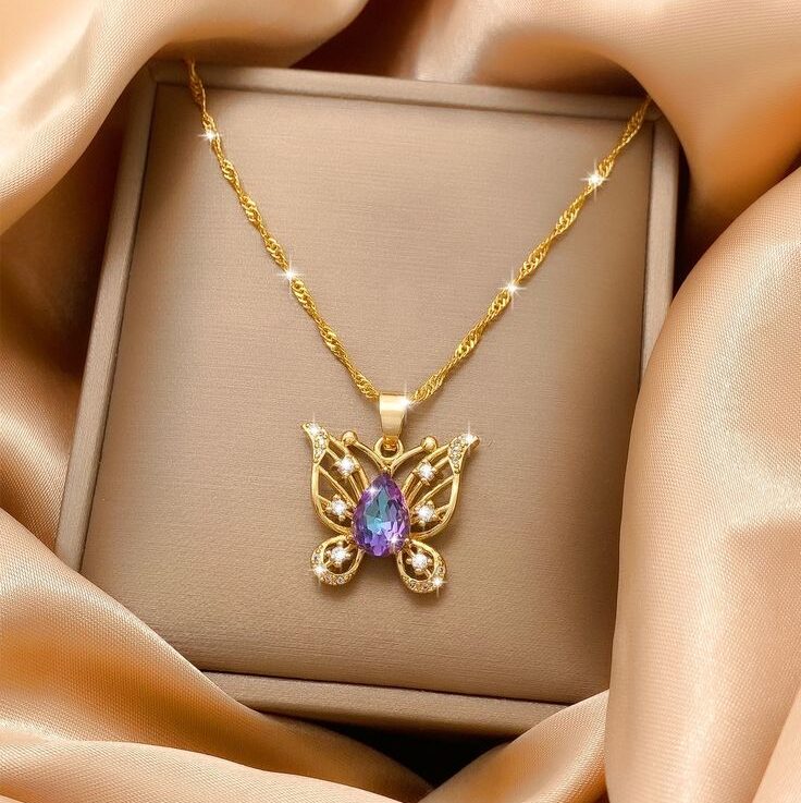 Butterfly Charm Pendant Necklace