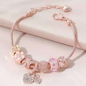 Rose Gold Charm Link Bracelet