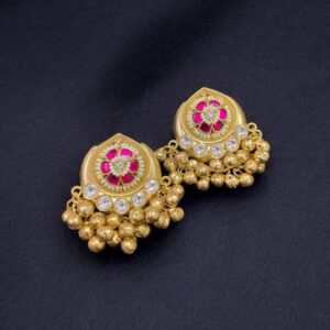 Floral Pink Meenakari Studs