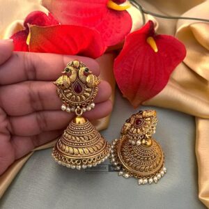 Classic Meenakari Peacock Jhumkas