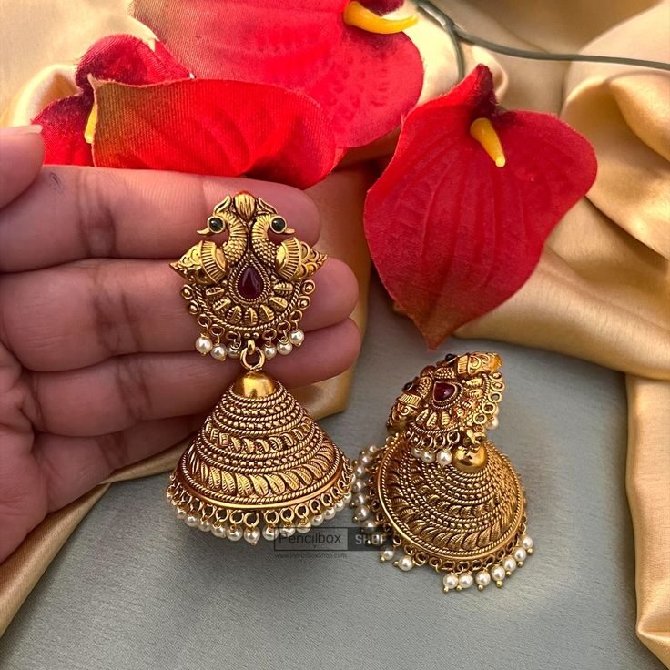 Classic Meenakari Peacock Jhumkas